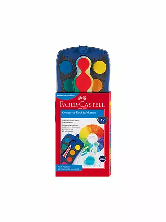 FABER-CASTELL | Connector Deckfarbkasten, blau, 12 Farben plus Deckweiß | 